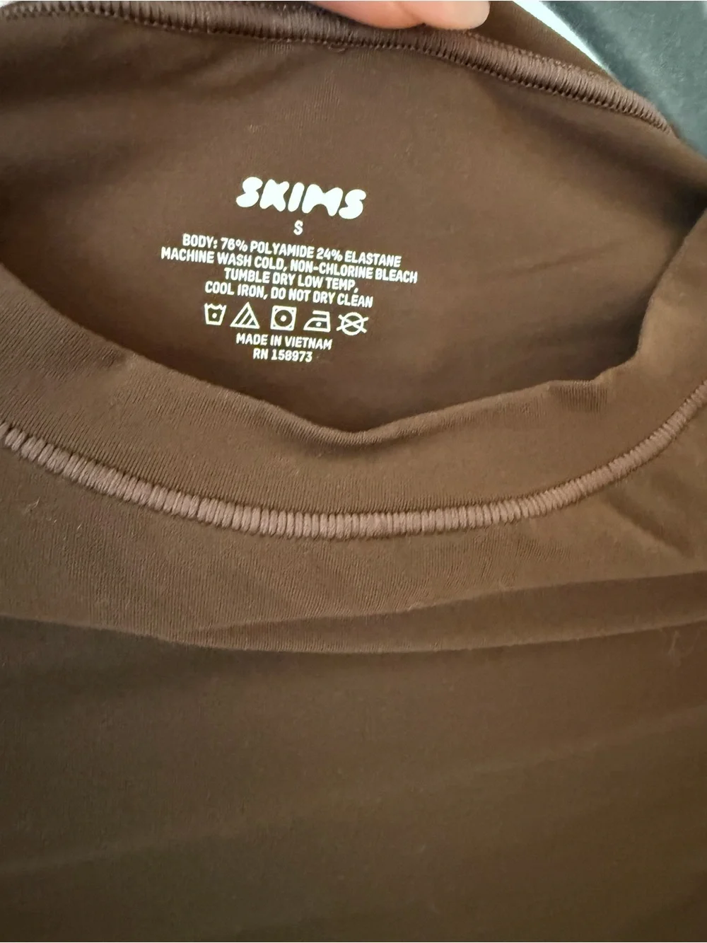 SKIMS Short-Sleeve Brown Stretch Bodysuit